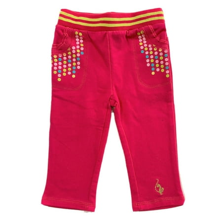BABY PHAT GIRLS PANTS - PINK RASPBERRY SZ 3 6 MONTHS - BABY FLEECE DOTS