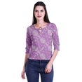 thumbnail image 4 of Moomaya Printed Keyhole Neck Ring Top Casual 3/4th Sleeve Tees Tank Tunic Top, 4 of 5