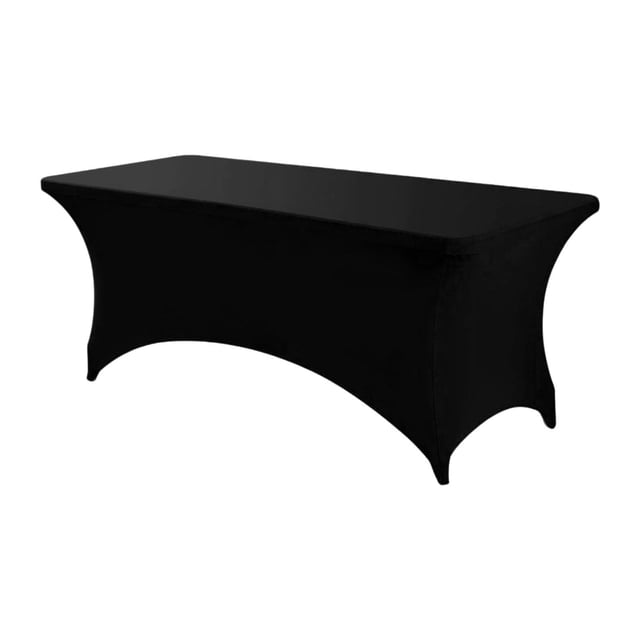 jifeng Table Cloth Stretch for Folding Table Tablecloth for Events Birthday Outdoor Black