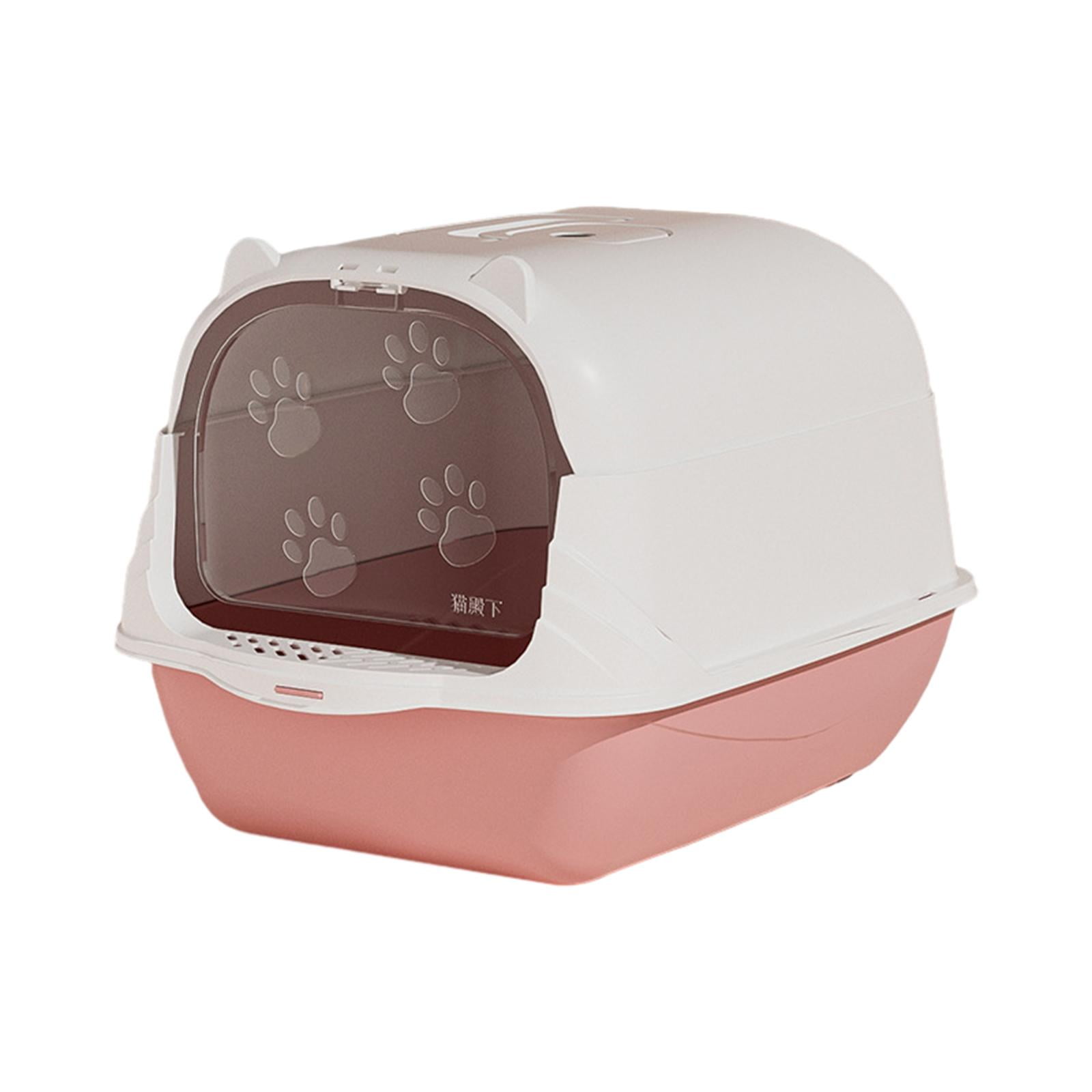 Bvdfgk Hooded Cat Litter Box Kitten Potty Enclosed Cat Toilet Anti Splashing Detachable Pink