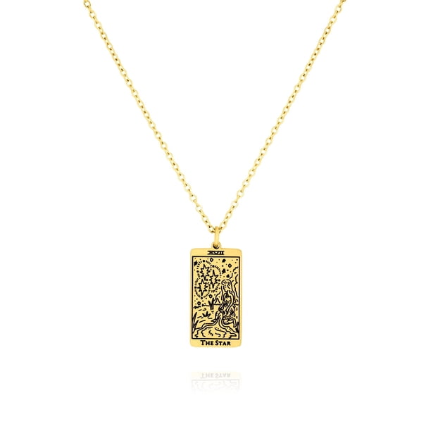 Collar de Tarot JeenMata La Estrella Joyas con Colgante de Tarot Personalizadas Unisex Baño de Oro Amarillo