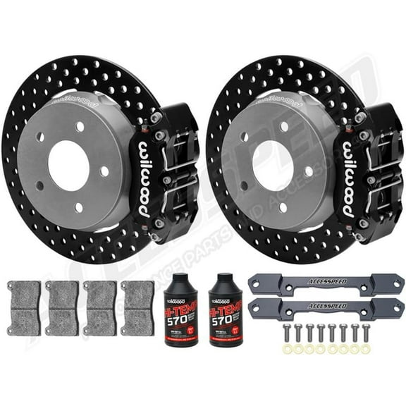 Wilwood Rear UTV Big Brake Combo with FREE Brake Fluid Black Calipers and Drilled Rotors for 2022-up Polaris RZR Turbo & Pro R