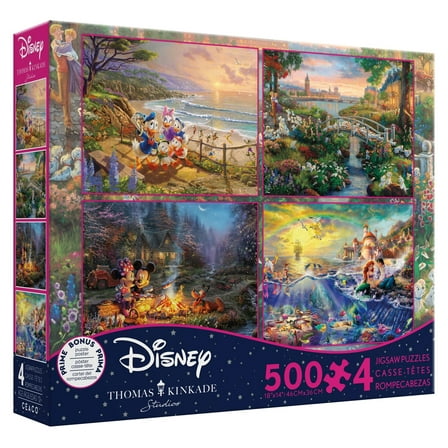 Ceaco 4 in 1 Multipack Thomas Kinkade Disney Interlocking Jigsaw Puzzle
