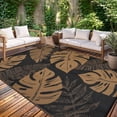 thumbnail image 2 of EastVita 8 X 10 ft Plastic Black Brown Rectangular Beach Front Porches Patio Picnic RV Camping Garage Wide Leaves Modern Area Rug, 2 of 8