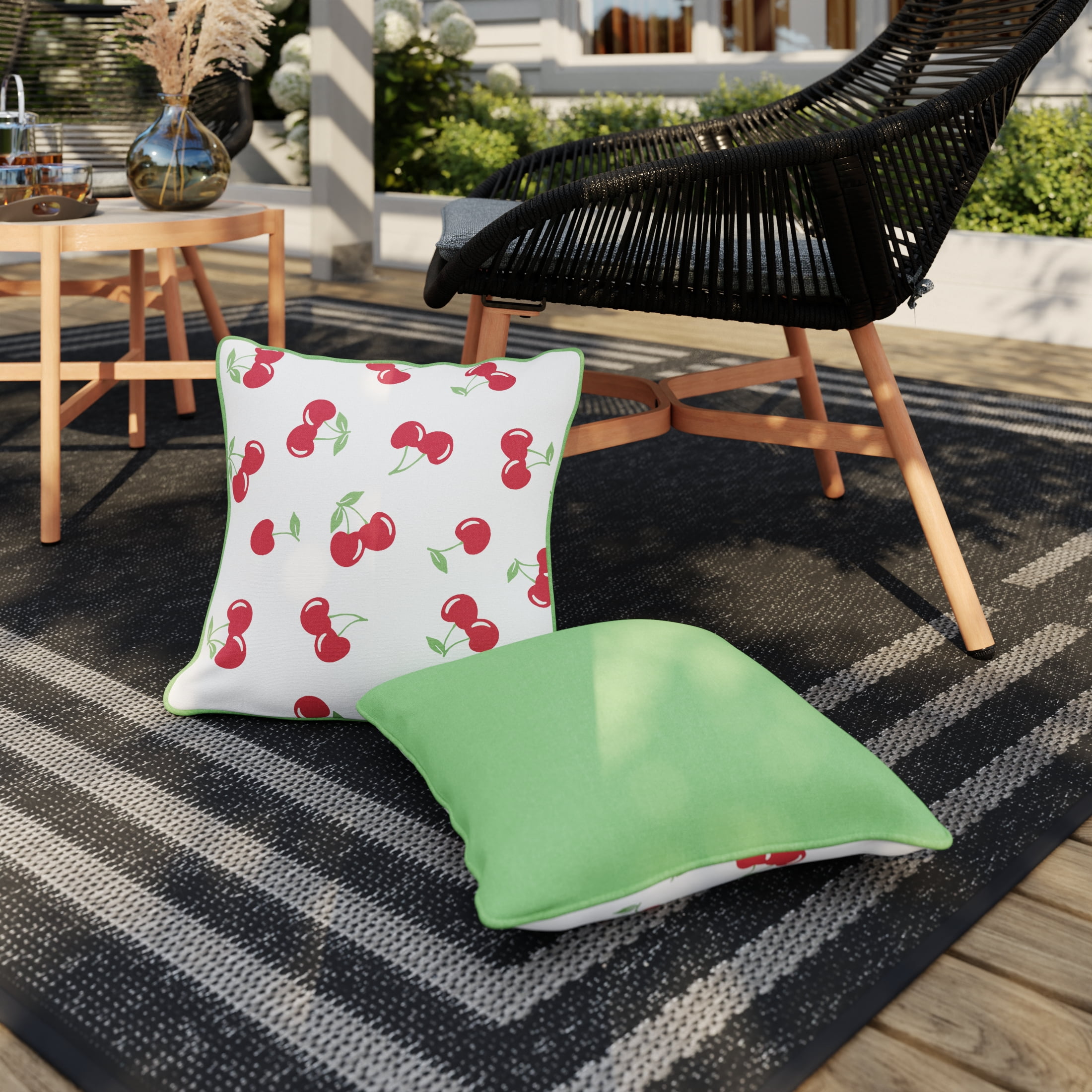 HOMETRENDS 16" x 16" Cherry Outdoor Toss Cushion, Fade Resistant
