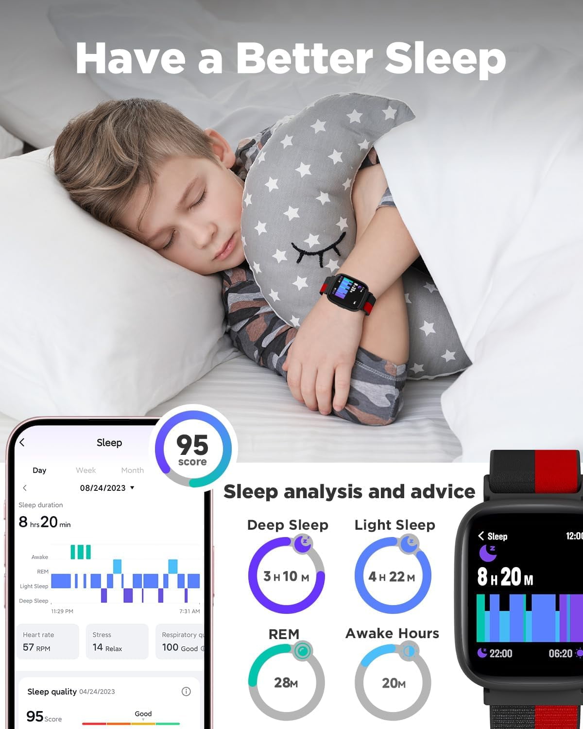 BIGGERFIVE Smart Watch for Kids, 1.8" Fitness Tracker Watch Pedometer, Sleep Monitor, IP68 Waterproof, Calorie Step Counter, Puzzle Game with/Without APP for Girls Teens 5-16,
