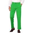 thumbnail image 1 of INSPIRE CHIC Men's Slim Fit Trousers Flat Front Solid Color Business Pants 30 Green, 1 of 7