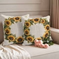 thumbnail image 2 of Yellow Sunflower Pillow Covers 2 Pack Spring Flower Floral Green Leaf Line Plaid Pillowcase Waterproof Outdoor Throw Pillow Cover for Patio Garden Square Cushion 24”x24”, 2 of 9