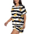 thumbnail image 2 of Kdxio Gold Flamingo Print Pajamas Sets for Women Short-Sleeved Pjs with Lounge Shorts Two Piece Sleepwear S-4XL, 2 of 8