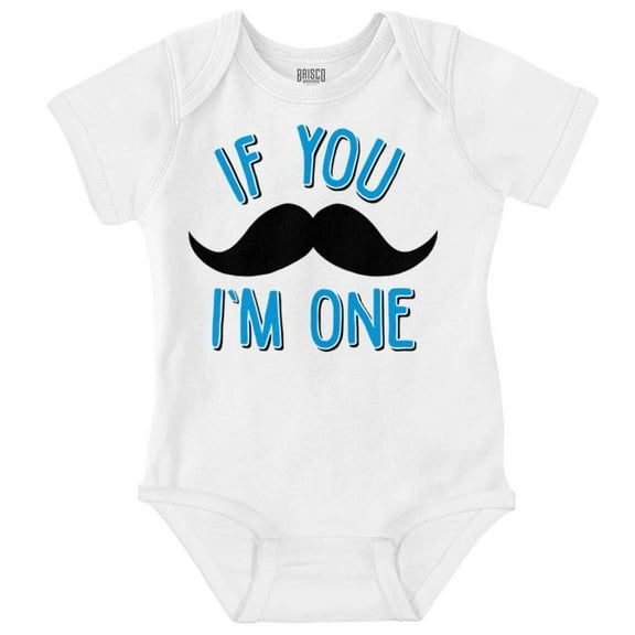 If You Mustache One Year Old Birthday Romper Boys or Girls Infant Baby Brisco Brands 18M