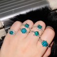 thumbnail image 4 of Anillo de diamantes azules y verdes Mosan de Maldivas Anillo de la mitad de la montaña Starlight Queen, 4 of 6