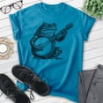 thumbnail image 2 of Frog Playing Banjo T-shirt, Unisex Women's Men's Shirt, Country Frog Banjo Guitar Music Bluegrass, Heather Blue, X-Large, 2 of 6