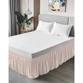 thumbnail image 4 of Orange Stripe Wrap Around Bed Skirts for Queen Bed 16" Drop,Bed Skirt with Adjustable Elastic Belt Dust Ruffle Bed Valance for Bedroom Hotel Modern Abstract Art Vertical Stripes Beige Bed Frame Cover, 4 of 7