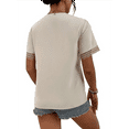 thumbnail image 3 of Blusas de Verano de Corta para Mujer, con Ribete de Encaje y Cuello en V, Elegantes e Informales, Color Abeja, Talla L, 3 of 7