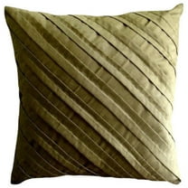 20x20 Pillow Cover Green, Designer Earth Green Pillow Case, Pintucks Textured Pillow Cover, 20x20 inch (50x50 cm) Pillow Cover Decorative, Modern Pillow Cover, Square - Earthy Affair