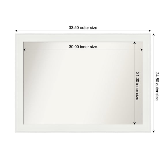 Amanti Art Custom Wall and Bathroom Mirror (24.5 x 33.5 in.), Vanity White Narrow Frame