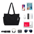 thumbnail image 6 of HUISZJ Corduroy Shoulder Bag, Large Capacity Tote Bag, Versatile Tote Handbag for Travel Commute Work (Black), 6 of 7