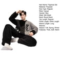 thumbnail image 7 of comerut 2 Pcs/Set Men Winter Pajamas Set Round Neck Long Sleeve Thick Twisted Texture Loose Elastic Waist Warm Soft Pockets Contrast Color Men Homewear Top Pants Set, 7 of 7