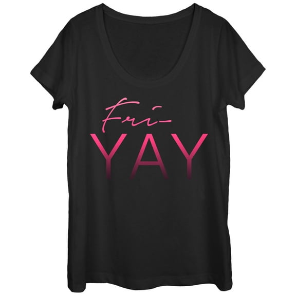 Women's CHIN UP Yay Friday  Scoop Neck Black X Large