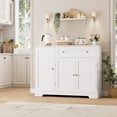 thumbnail image 6 of Buffet Cabinet with Storage, Modern Sideboard Buffet with Doors, Wood Coffee Bar Kitchen Storage Cabinet with Drawer and Adjustable Shelf for Kitchen, Dining Room, Living Room, White, 6 of 7