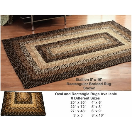 - Braided Area Rug Black Tan Cream Oval Rectangle Primitive Country IHF Stallion