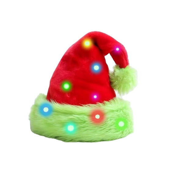 KOYPTL Santa Hat With LED Lights-Light Up Christmas Hat Handmade Knitted Soft Warm Winter Caps for Adults and Kids New Year Party Xmas Headwear Decor-Christmas Gifts for Women(Kids 28*38cm)