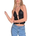 thumbnail image 4 of Women Shiny Sequin Tank Tops Halter Sparkling Bandage Backless Camisole Crop Tops Clubwear, 4 of 6