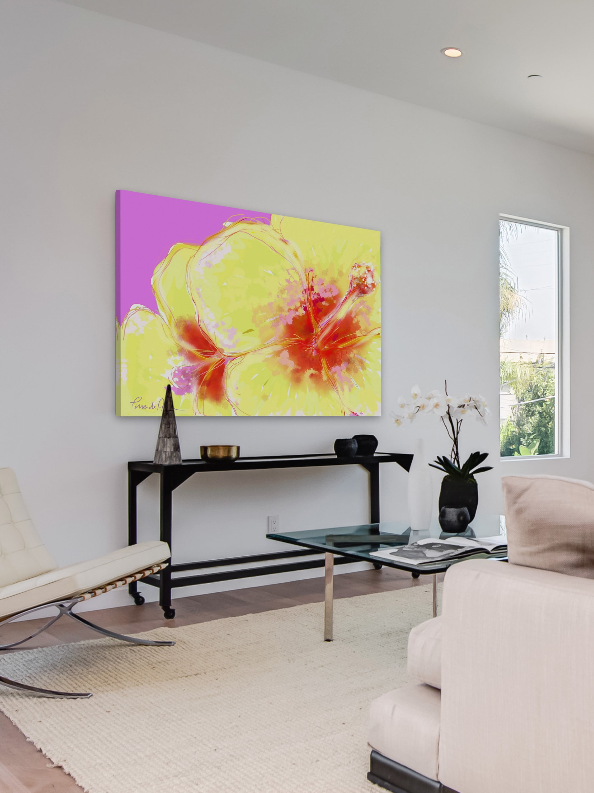 "Yellow Hibiscus" Painting Print on Wrapped Canvas