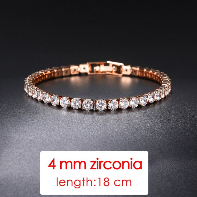 Pulseras de cadena de tenis para mujer, cristal de circón cúbico pequeño, Color oro rosa, fiesta de boda, regalo de amigos, joyería KC128M