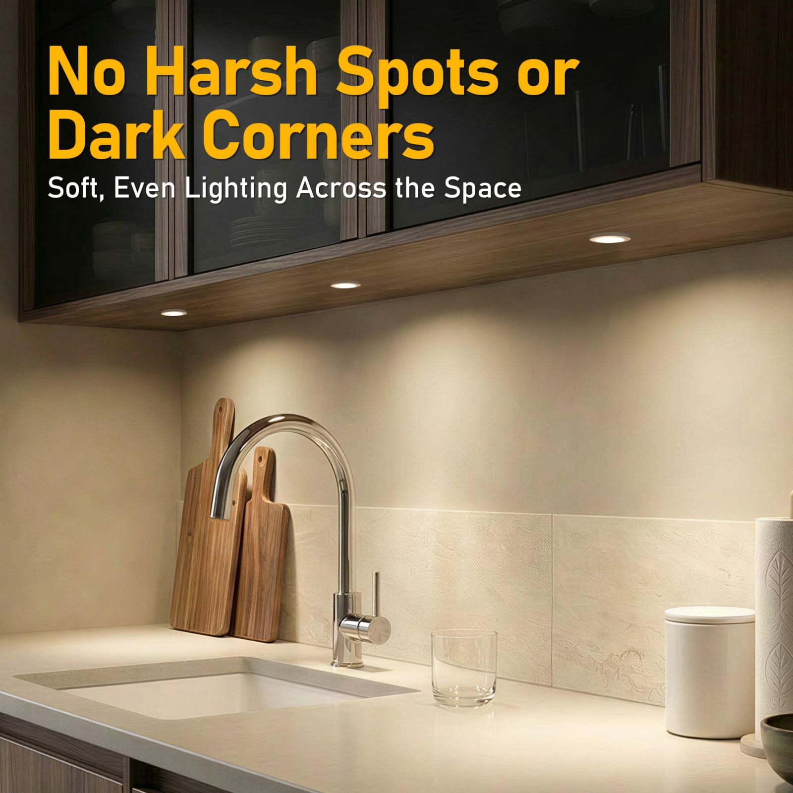 6 Pack 5W 5CCT LED Puck Lights, Surface or Recessed Mount, 120V Dimmable Linkable Under Cabinet Lighting, Plug-in Powered