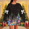 thumbnail image 2 of Plus Size Christmas Sweatshirt for Women’s Sequins Long Sleeve Pullover Sweater Blouses Round Neck Tops Bow Tie Pattern Dressy Causal Shirts for Women, 2 of 5