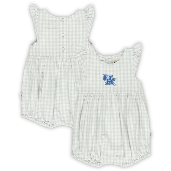Girl's Infant Garb Gray Kentucky Wildcats Cara Gingham Ruffled Bodysuit