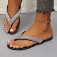 thumbnail image 3 of Womens Flip Flops Sparkly Rhinestones Comfort Foam Glitter Dress Thong Sandals Summer Casual Flat Slides, 3 of 8