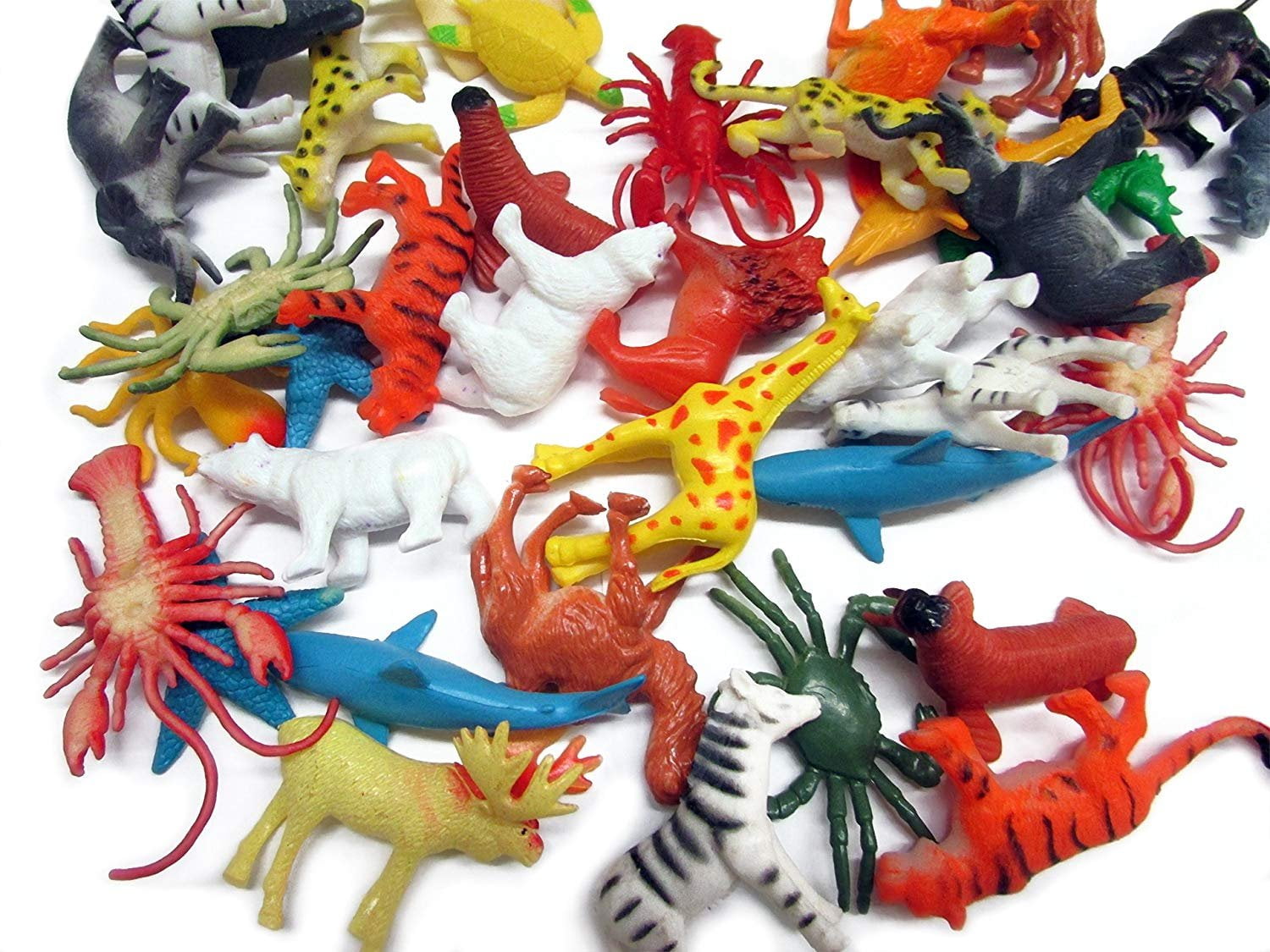 dazzling toys 90 Pieces Mini Ocean Sea Plastic Animals | Mega Bulk Pack Of  Under the Sea and Jungle Life Animals | Great for Bath time, Caketoppers,  Party Favor 