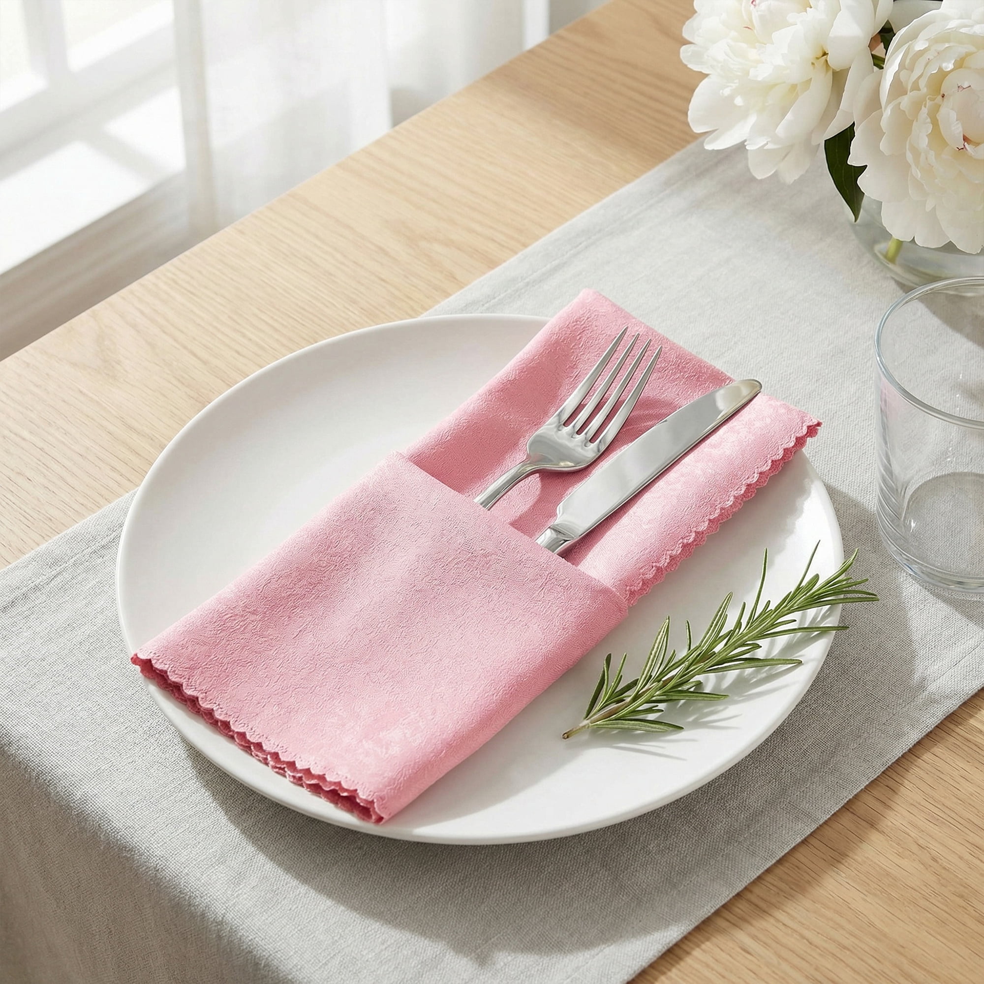 Unique Bargains 12Pcs Reusable Party Cloth Napkins Rose Gold 19x19inch