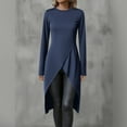 thumbnail image 4 of Ailaofu Women's Long Sleeve Shirts Split Wrap Front High Low Hem T-Shirt Basic Solid Fall Tunic Tops, 4 of 6