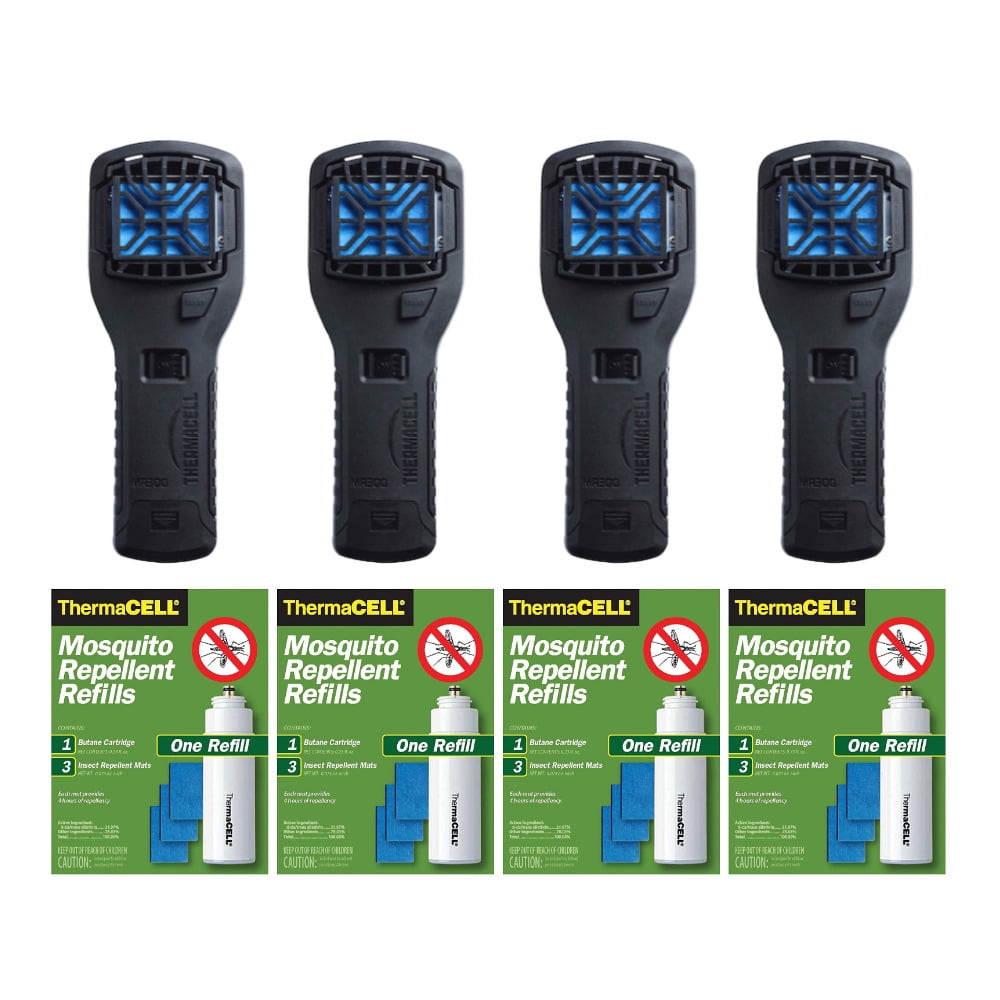 Thermacell Portable Mosquito Repellers (Black, 4Pack) & 4 R1 Refill