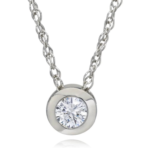 Pompeii 1/4Ct Diamond Solitaire Pendant Women's 14k White Gold Bezel Pendant Lab Grown