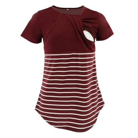 

Fall Maternity Outfits Fashion Round Neck Clothes For Pregnant And Lactating Mothers Striped Tops Women s T Shirts Slim Fit Shirt