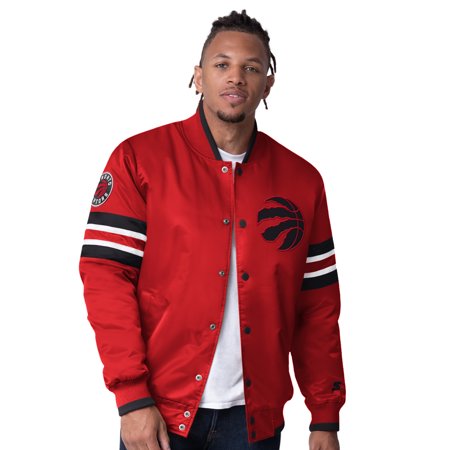 Men s Starter Red Toronto Raptors Scout Varsity Satin Full-Snap Jacket