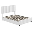 thumbnail image 2 of Queen Bed Frame, Linen Quilted Upholstered Platform Bed with Adjustable Headboard & 4 Storage Drawers, Sturdy Wooden Slats Support, 2 of 7