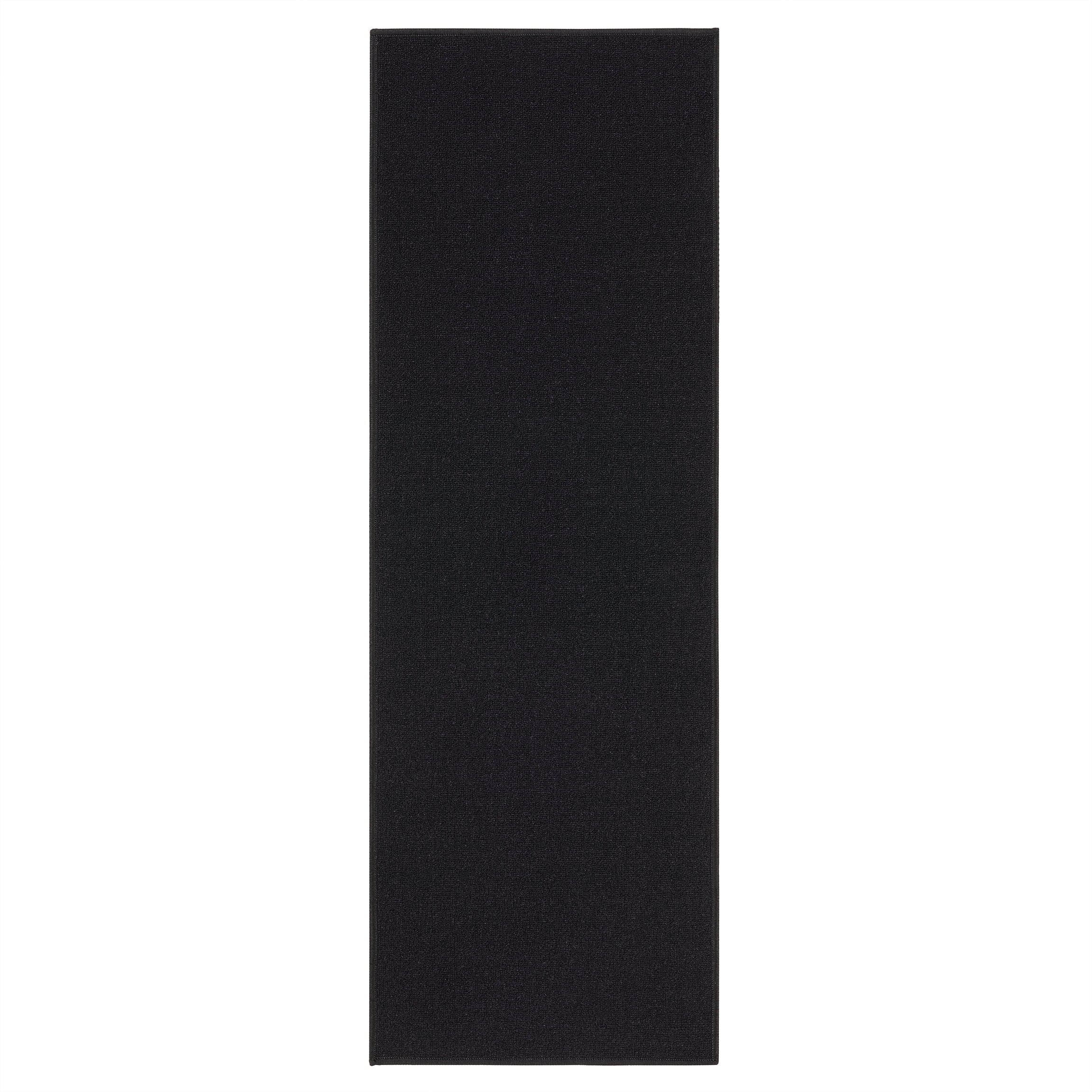 Ottohome Collection Solid Design Runner Rug 20" X 59" Black Solid Rug Nylon 