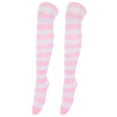 thumbnail image 1 of Miangastore Paire de Bas Cuisses Larges à Rayures Roses et Blanches pour Femmes au-Dessus du Genou (Rose et Blanc), 1 of 8
