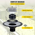 thumbnail image 3 of VEVOR Shower Curb Kit, 48"x48" Watertight Shower Curb Overlay with 4" PVC Central Bonding Flange, 4" Stainless Steel Grate, 2 Cuttable Shower Curb and Trowel, Shower Pan Slope Sticks Fit for Bathroom, 3 of 9