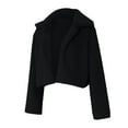 thumbnail image 6 of Puntoco Plus Size Coat Clearance Women Coat Fluffys Fleece Turn-down Collar Top Short Loose Coat Black 10(XL), 6 of 7