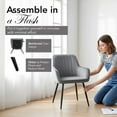 thumbnail image 3 of Placida Decor Cassian Set of 2 Dark Grey Velvet Dining Chairs with Armrests and Black Metal Legs, 3 of 11
