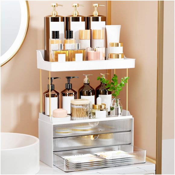 Organizador StorBin para mostrador de baño, 3 cajones, 5 niveles, transparente