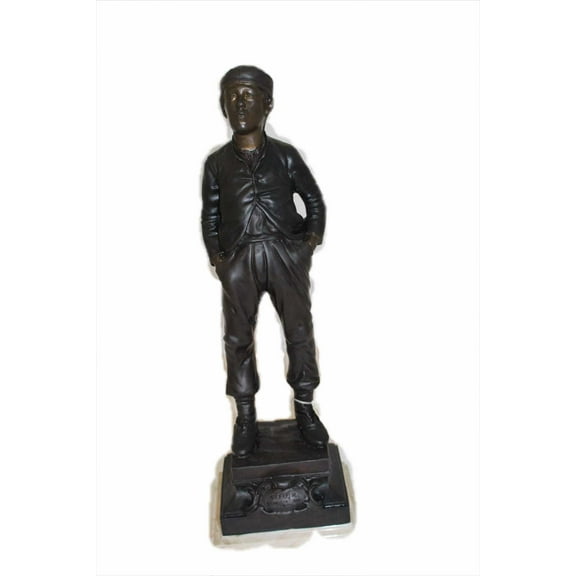 Nifao Boy standing Bronze Statue – Home Office Decor Sculpture, 7.5"L x 7.5"W x 23.5"H