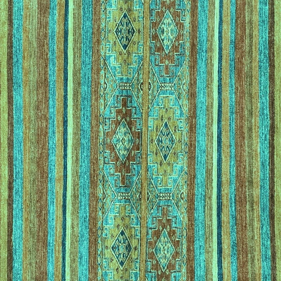 Ahgly Company Machine Washable Indoor Square Abstract Turquoise Blue Modern Area Rugs, 7' Square
