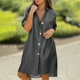 thumbnail image 2 of hotojiny Womens Swimsuit Cover up Blouse Button down Shirt Dresses Loose Long Sleeve Beach Vaction Plus Size Dresses for Women, 2 of 7